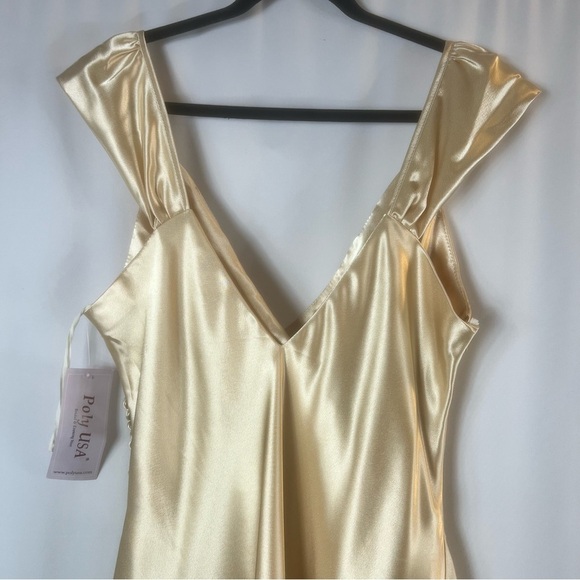 Bridal & Evening wear Mother of the bride Elegant Satin Dress in Champagne L - Picture 10 of 13